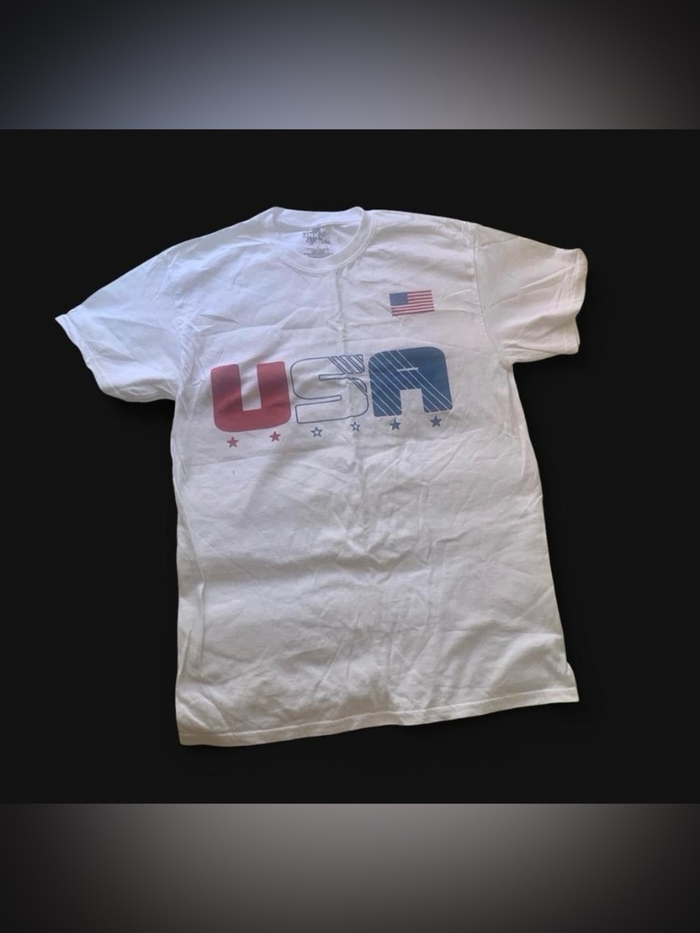 INC International Concepts White USA Graphic Short Sleeve Tee